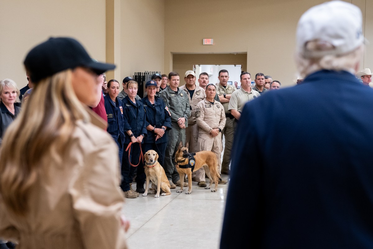 President Donald Trump and First Lady Melania Trump visit the areas impacted by recent deadly flooding, Friday, July 11, 2025, in Kerrville, Texas. (Official White House Photo by Andrea Hanks)