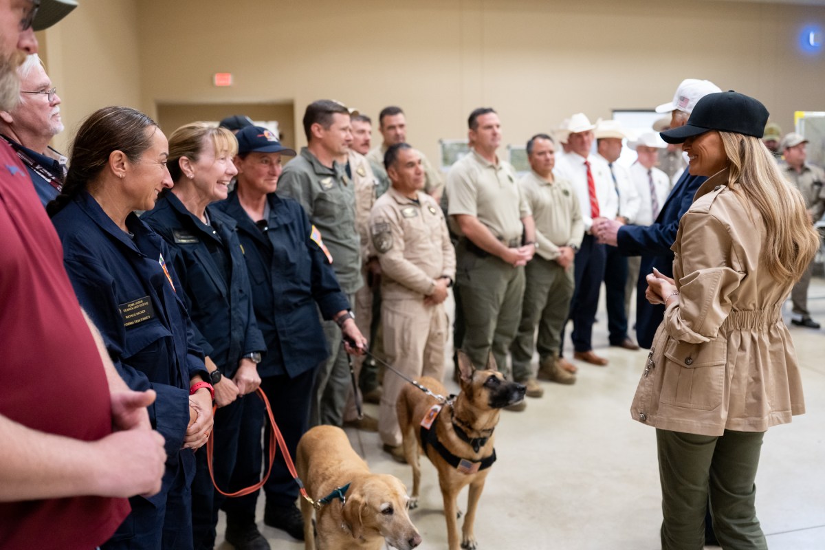 President Donald Trump and First Lady Melania Trump visit the areas impacted by recent deadly flooding, Friday, July 11, 2025, in Kerrville, Texas. (Official White House Photo by Andrea Hanks)