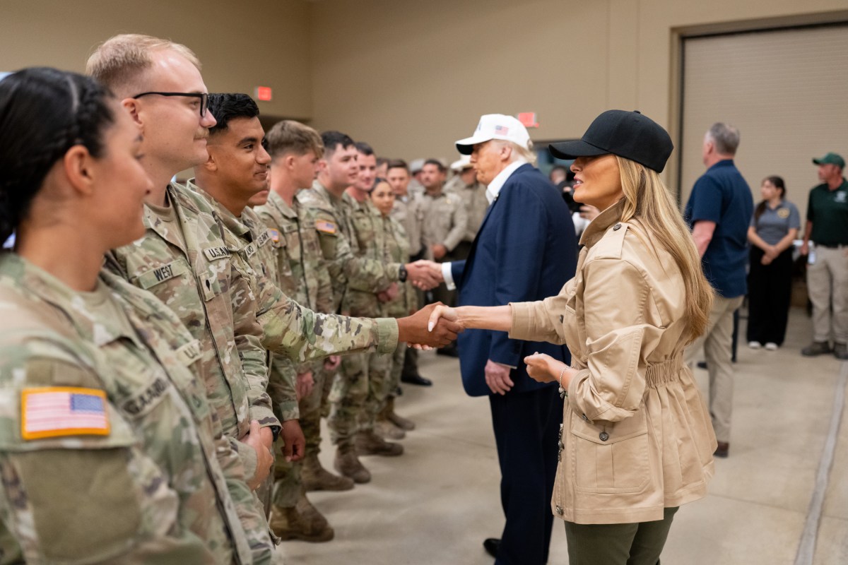 President Donald Trump and First Lady Melania Trump visit the areas impacted by recent deadly flooding, Friday, July 11, 2025, in Kerrville, Texas. (Official White House Photo by Andrea Hanks)