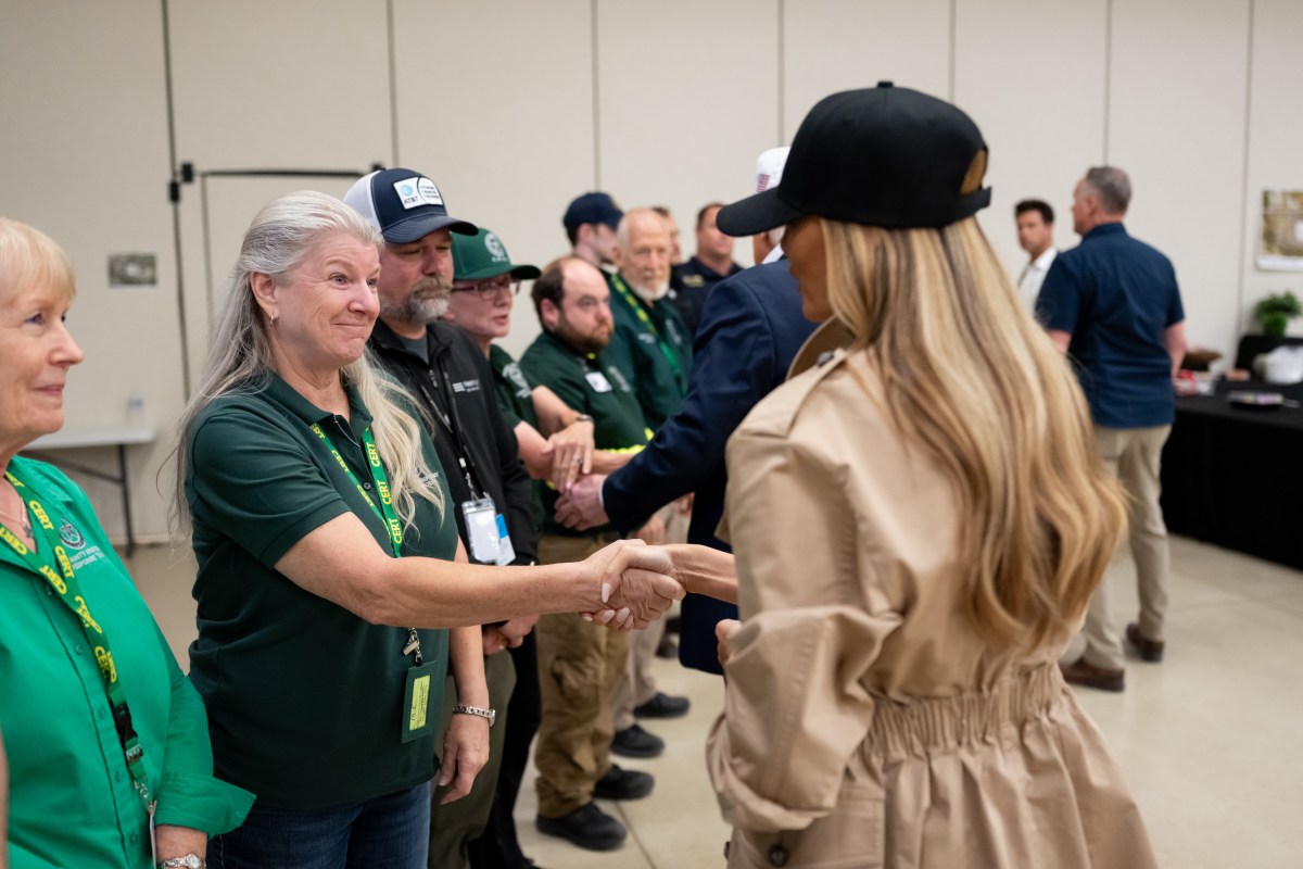 President Donald Trump and First Lady Melania Trump visit the areas impacted by recent deadly flooding, Friday, July 11, 2025, in Kerrville, Texas. (Official White House Photo by Andrea Hanks)
