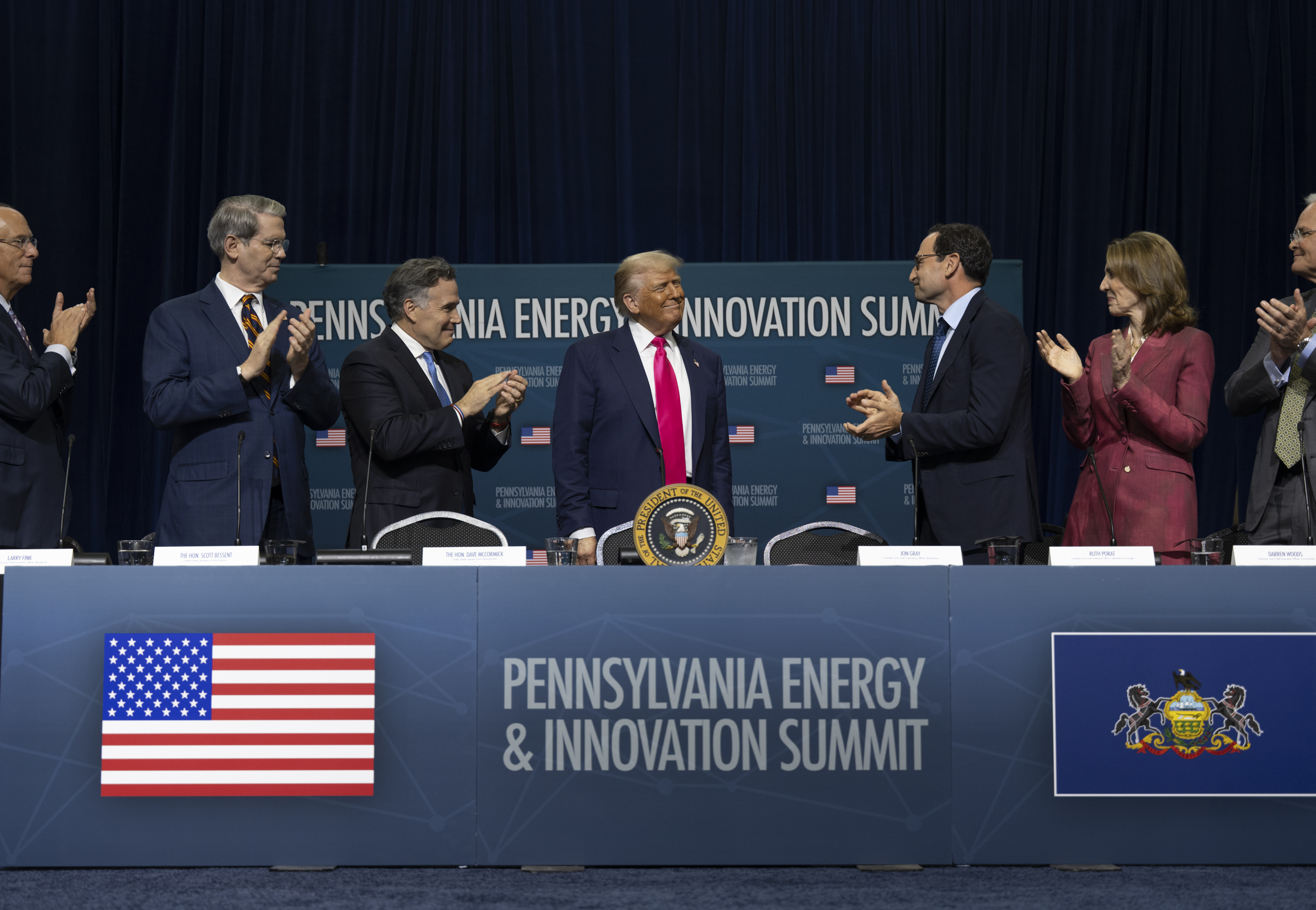 President Donald Trump participates in the Inaugural Pennsylvania Energy and Innovation Summit at Cohon University Center at Carnegie Mellon University, Tuesday, July 15, 2025, in Pittsburgh, Pennsylvania. (Official White House Photo by Molly Riley)