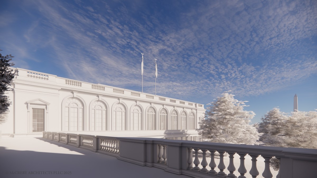 White House State Ballroom - Exterior View from East Colonnade Roof Terrace