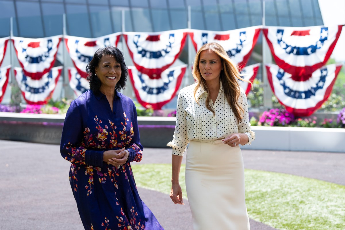 First Lady Melania Trump walks with hospital President and CEO Michelle Riley-Brown while departing Children’s National Hospital in Washington, D.C., Thursday, July 3, 2025.(Official White House Photo by Andrea Hanks)