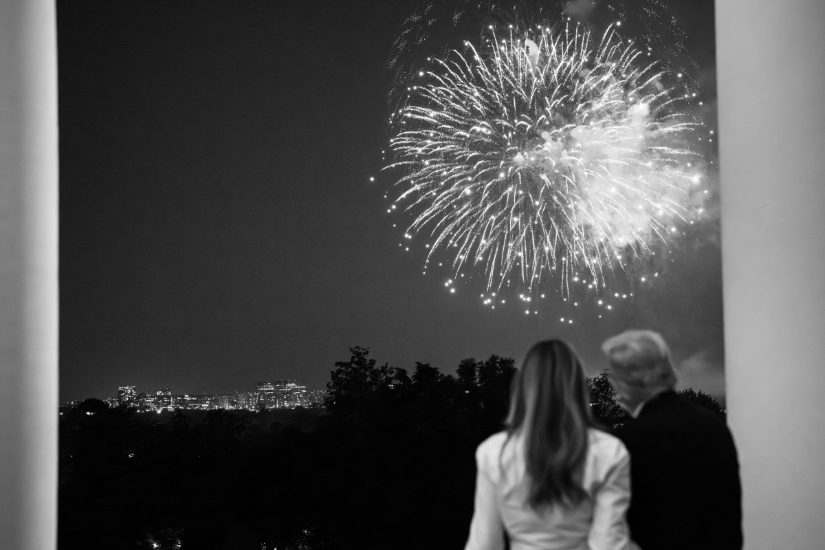 President Donald Trump and First Lady Melania Trump watch fireworks from the Truman Balcony of the White House, Friday, July 4, 2025.. (Official White House Photo by Andrea Hanks)