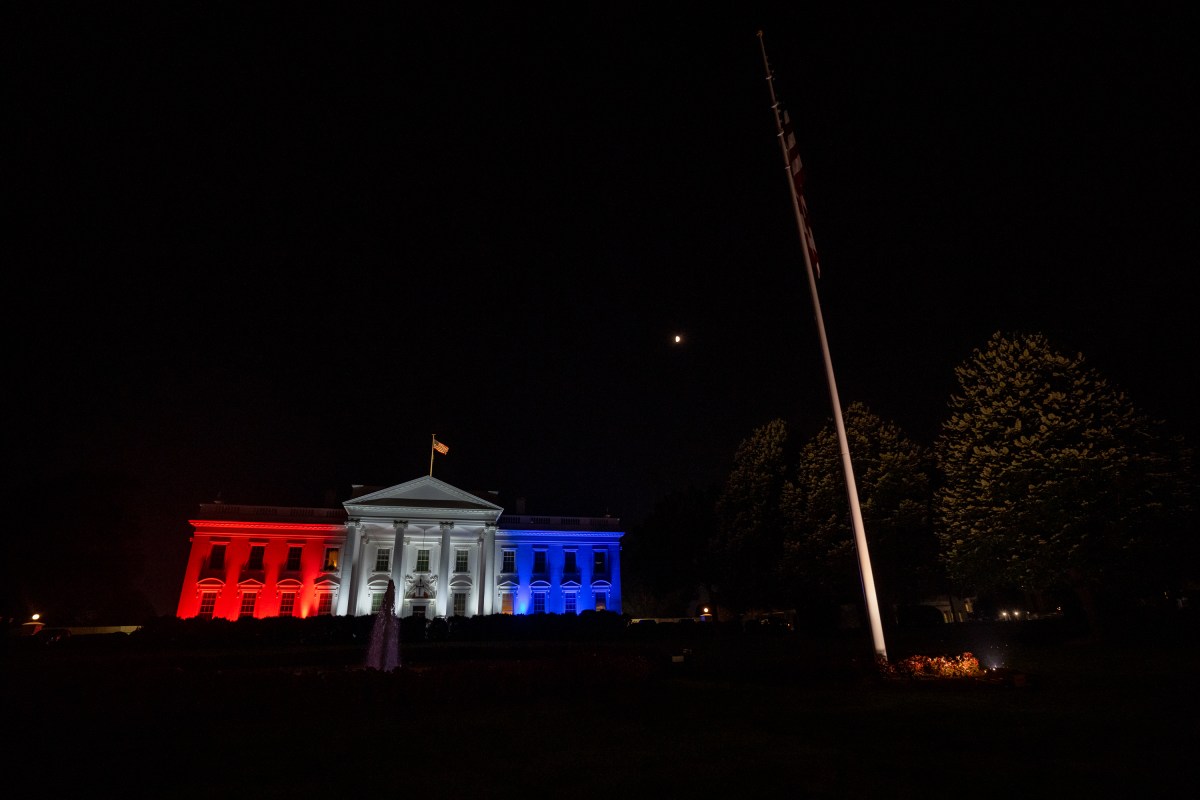 The White House is lit up red white and blue to celebrate July 4th, Friday, July 4, 2025. (Official White House Photo by Carlos Fyfe)