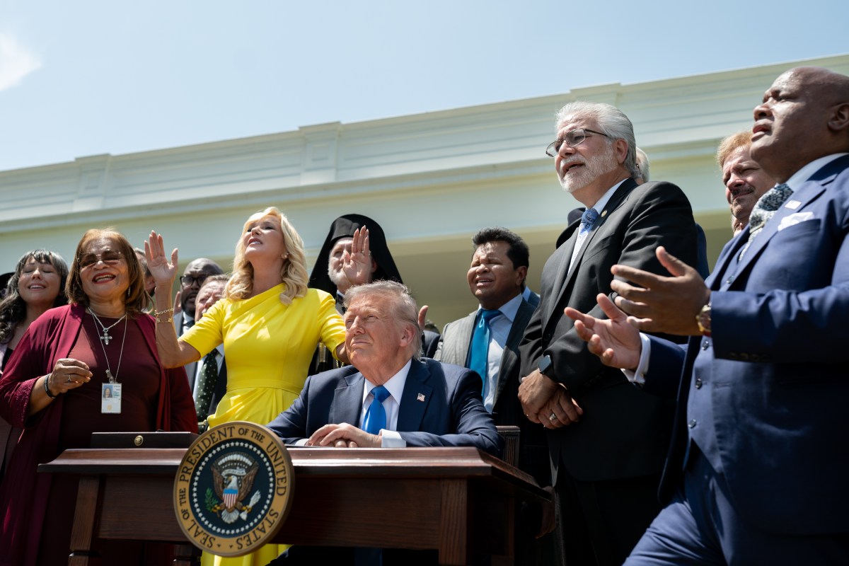 President Donald Trump delivers remarks at a National Day of Prayer event, Thursday, May 1, 2025, in the White House Rose Garden. (Official White House Photo by Joyce N. Boghosian)