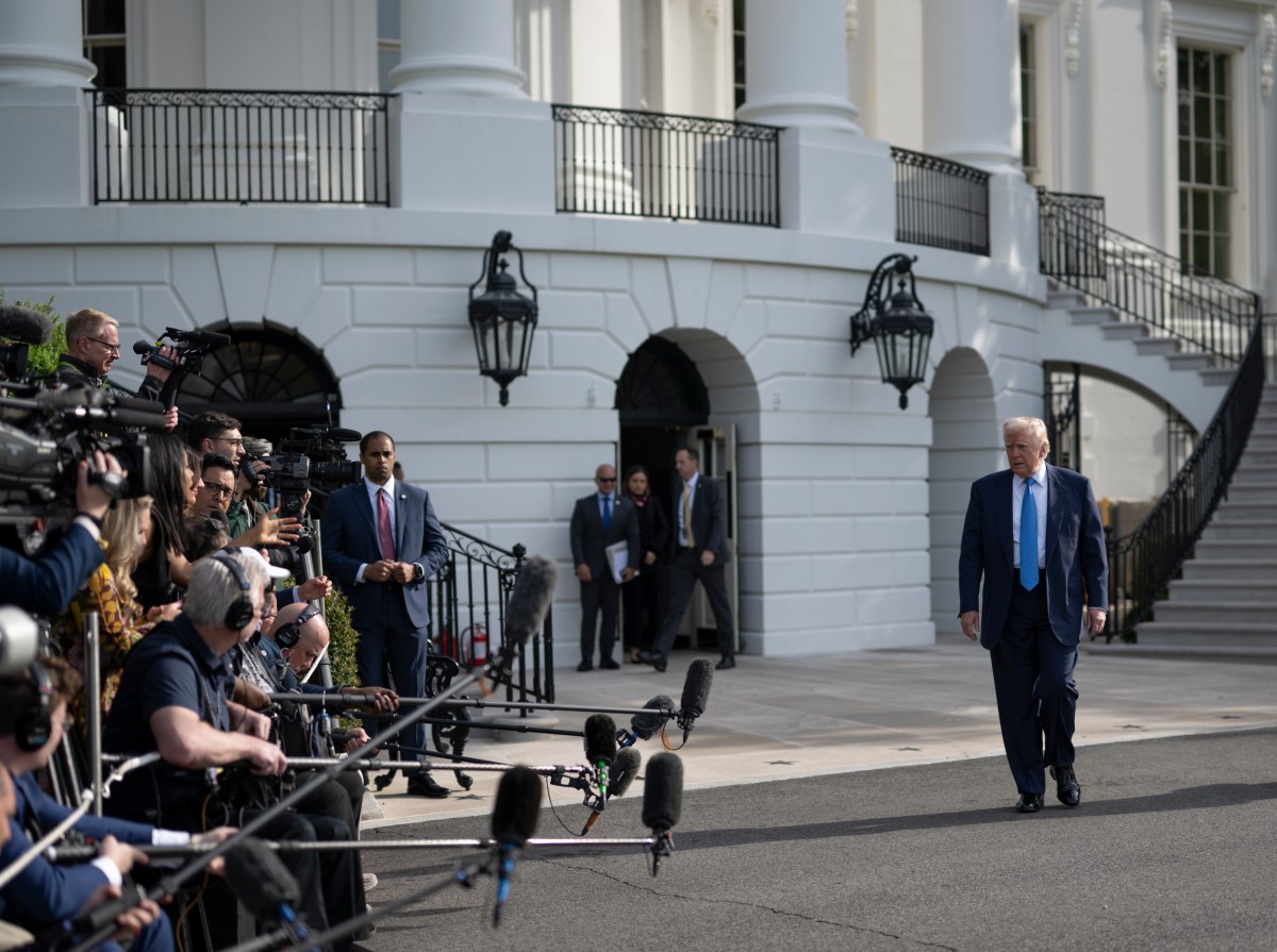 President Donald Trump speaks to the press before boarding Marine One on the South Lawn of the White House, Friday, April 25, 2025, en route to Joint Base Andrews as they begin their trip to Italy to attend the funeral of Pope Francis. (Official White House Photo by Molly Riley)