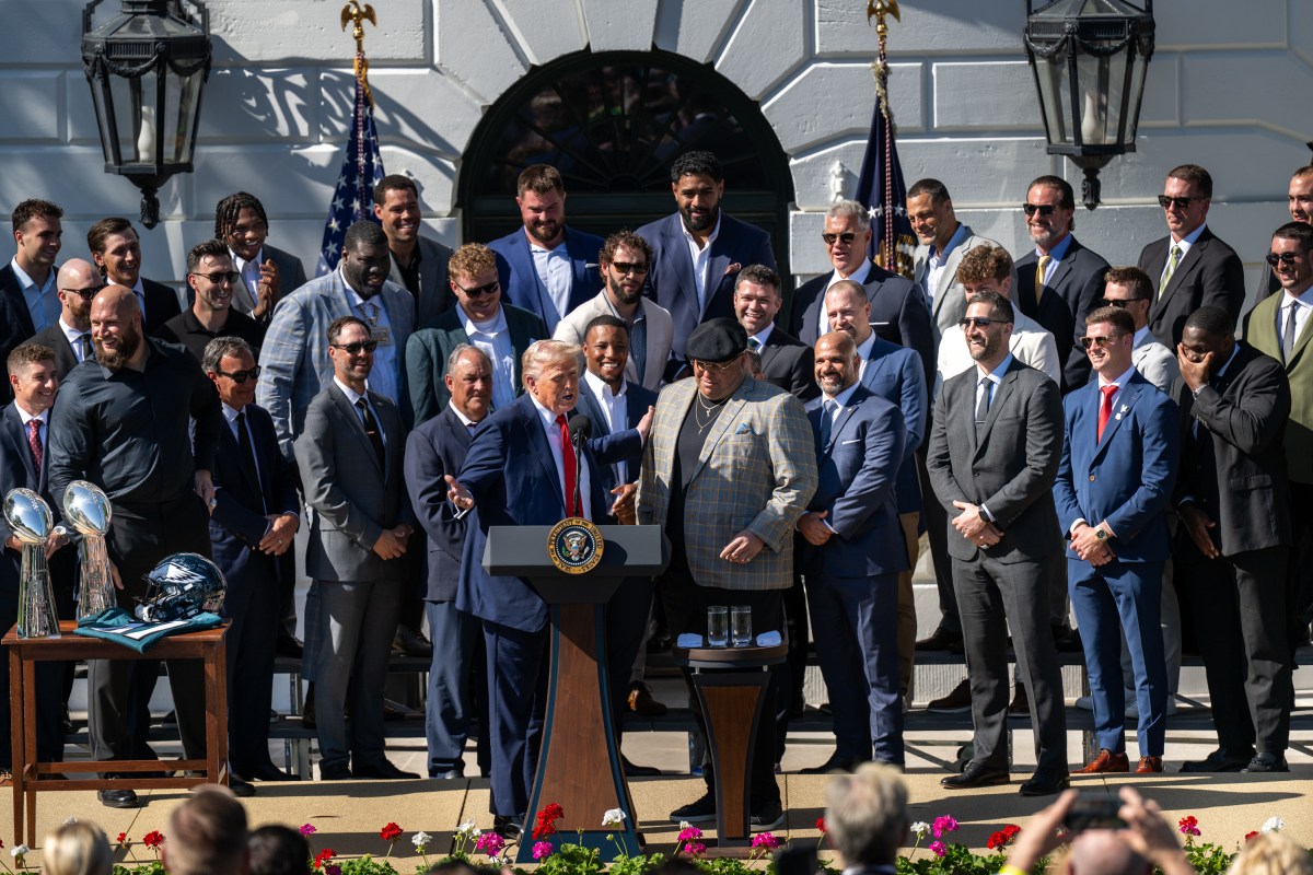 President Donald Trump delivers remarks at an event celebrating the Philadelphia Eagles’ 2025 Super Bowl Championship, Monday, April 28, 2025, on the South Lawn of the White House. (Official White House Photo by Molly Riley)