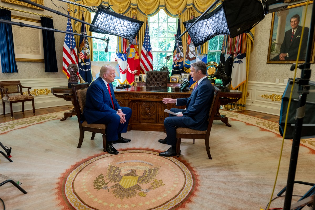 President Donald Trump is interviewed by Terry Moran from ABC News in the Oval Office, Tuesday, April 29, 2025. (Official White House Photo by Joyce N. Boghosian)