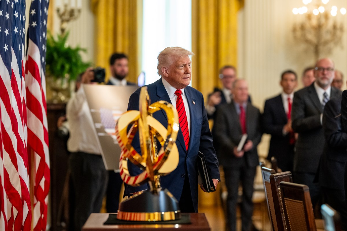 President Donald Trump attends a FIFA Task Force meeting, Tuesday, May 6, 2025, in the East Room. (Official White House Photo by Molly Riley)