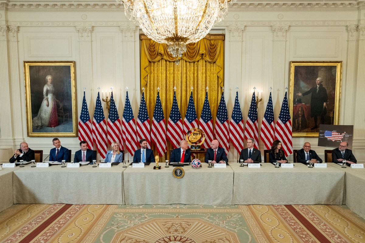 President Donald Trump attends a FIFA Task Force meeting, Tuesday, May 6, 2025, in the East Room. (Official White House Photo by Molly Riley)