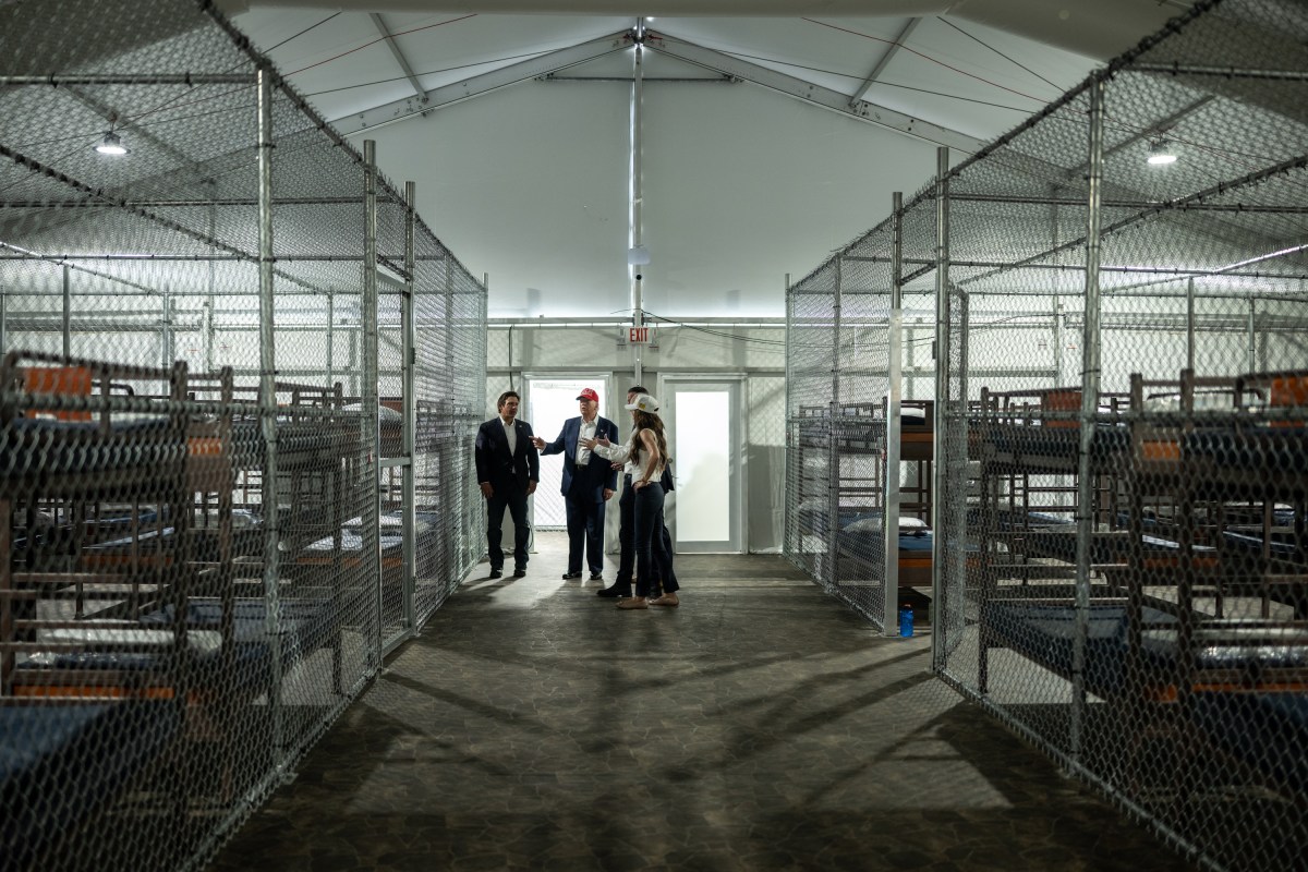 President Donald Trump participates in a walking tour of the immigration detention center nicknamed “Alligator Alcatraz”, Tuesday, July 1, 2025, in Ochopee, Florida. (Official White House Photo by Daniel Torok)