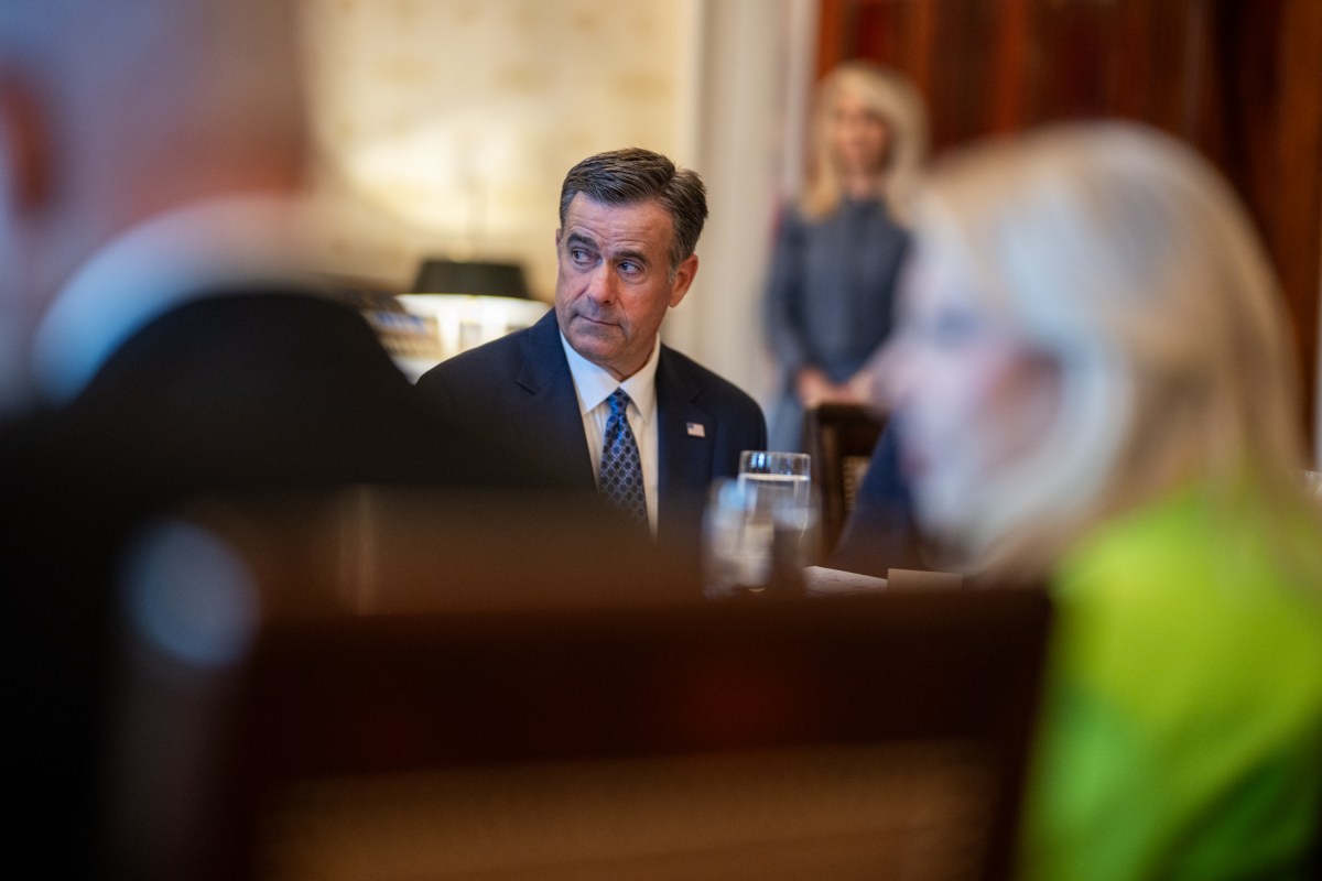 CIA Director John Ratcliffe looks on as President Donald Trump speaks to the press during a bilateral dinner with Israeli Prime Minister Benjamin Netanyahu, Monday, July 7, 2025, in the Blue Room. (Official White House Photo by Daniel Torok)
