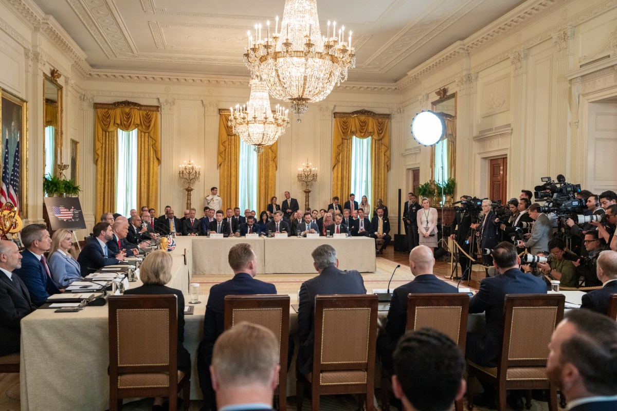 President Donald Trump and Vice President JD Vance attend a FIFA Task Force meeting, Tuesday, May 6, 2025, in the East Room. (Official White House Photo by Emily J. Higgins)
