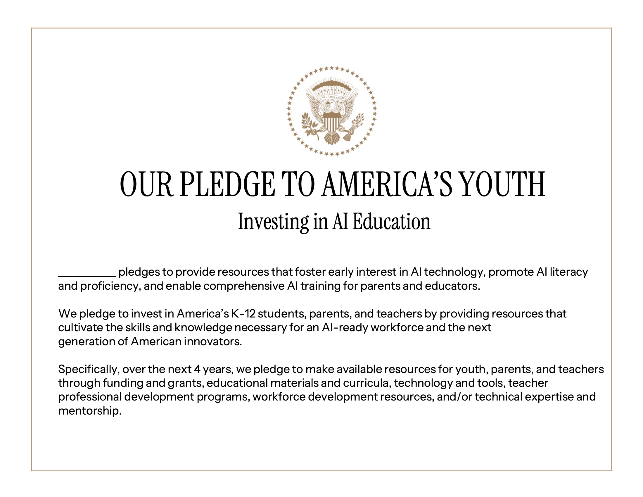 Pledge to America's Youth