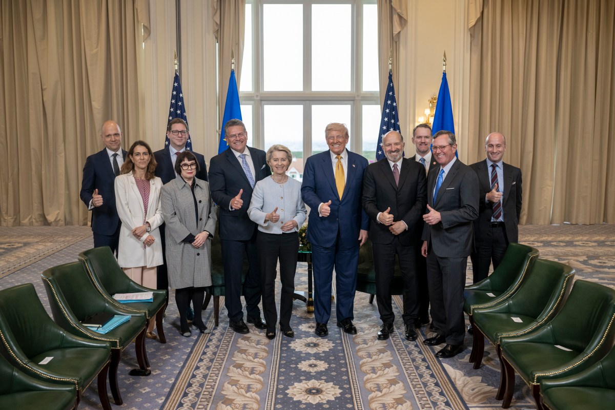 President Donald J. Trump participates in a Bilateral with the President of the European
Commission Ursula von der Leyen at the Trump Turnberry golf course in Turnberry, Scotland, Friday, July 27, 2025. (Official White House Photo by Daniel Torok)