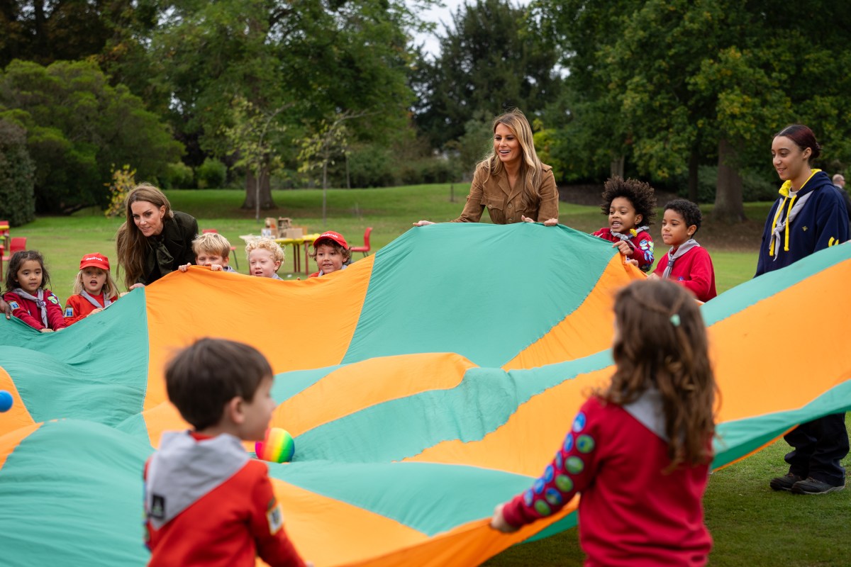 First Lady Melania Trump and the Princess of Wales meet members of the Scouts’ Squirrels programme on the grounds of Frogmore Cottage, Thursday, September 18, 2025. (Official White House Photo by Andrea Hanks)