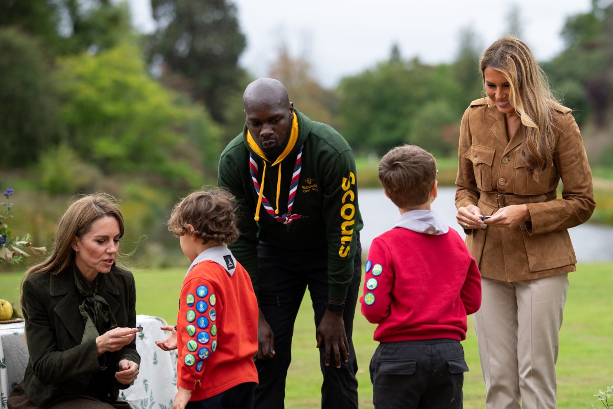 First Lady Melania Trump and the Princess of Wales meet members of the Scouts’ Squirrels programme on the grounds of Frogmore Cottage, Thursday, September 18, 2025. (Official White House Photo by Andrea Hanks)