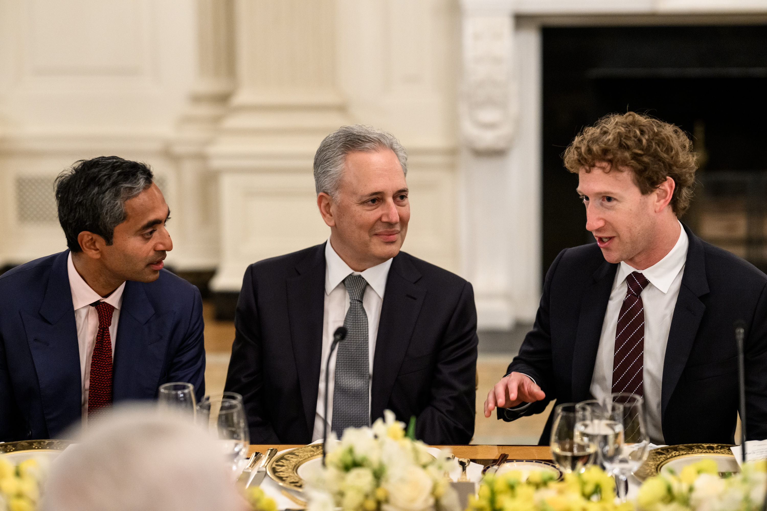 President Donald Trump poses for photos with tech leaders in the Oval Office, Thursday, September 4, 2025. (Official White House Photo by Daniel Torok)