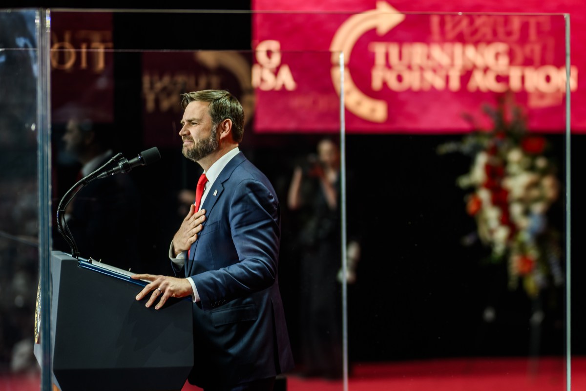 Vice President JD Vance delivers remarks during the Memorial Service for Charlie Kirk at State Farm Stadium in Glendale, Arizona, Sunday, September 21, 2025.(Official White House Photo by Daniel Torok)