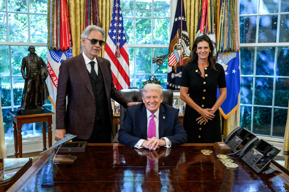 President Donald Trump meets with Andrea Bocelli in the Oval Office, Friday, October 17, 2025. (Official White House Photo by Molly Riley)