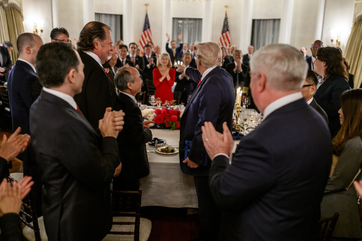 President Donald Trump attends a dinner with business leaders at the ambassador’s residence in Tokyo, Japan on Tuesday, October 28, 2025. (Official White House Photo by Molly Riley)