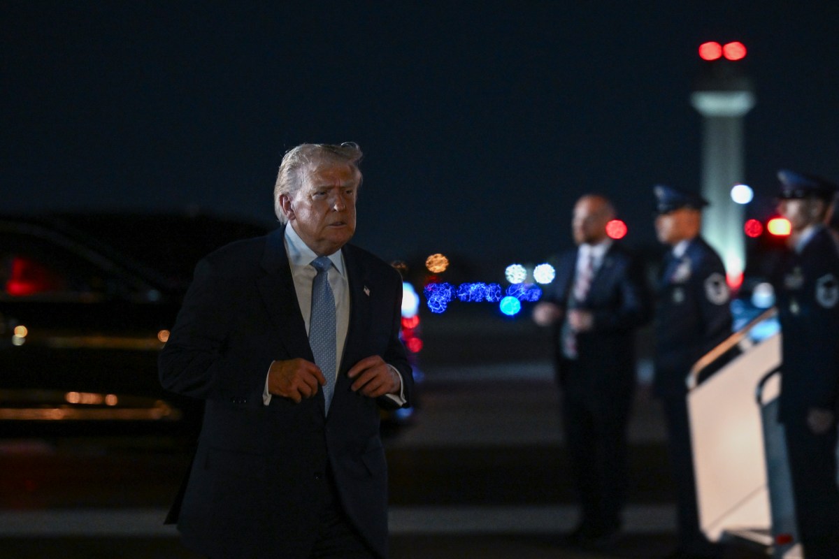 President Donald Trump speaks to the press before boarding Air Force One at Palm Beach International Airport in West Palm Beach, Florida on Sunday, November 16, 2025, en route Joint Base Andrews, Maryland  (Official White House Photo by Molly Riley)