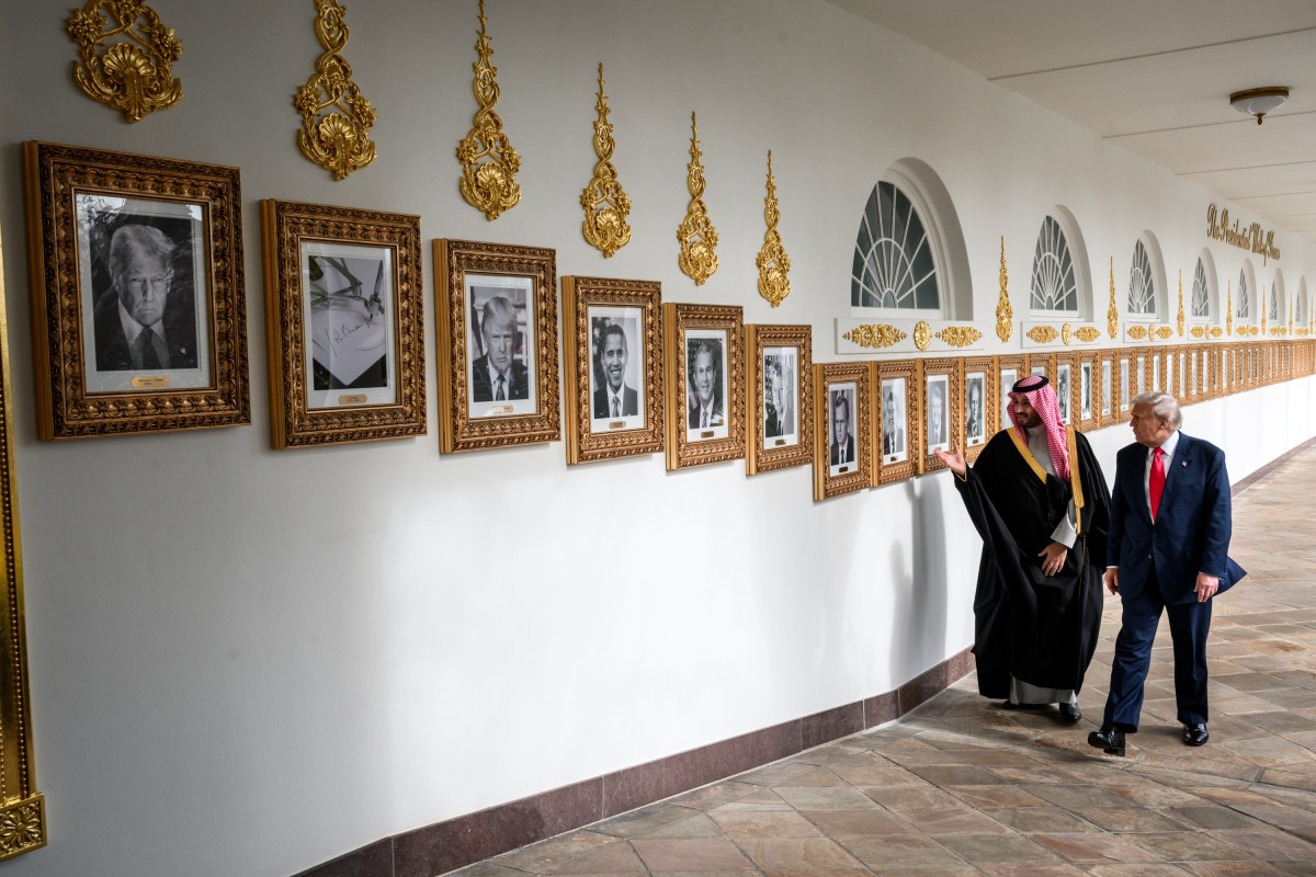President Donald Trump and Crown Prince and Prime Minister Mohammed bin Salman Al Saud of Saudi Arabia walk along the West Colonnade of the White House to the Oval Office, Tuesday, November 18, 2025. (Official White House Photo by Joyce N. Boghosian)