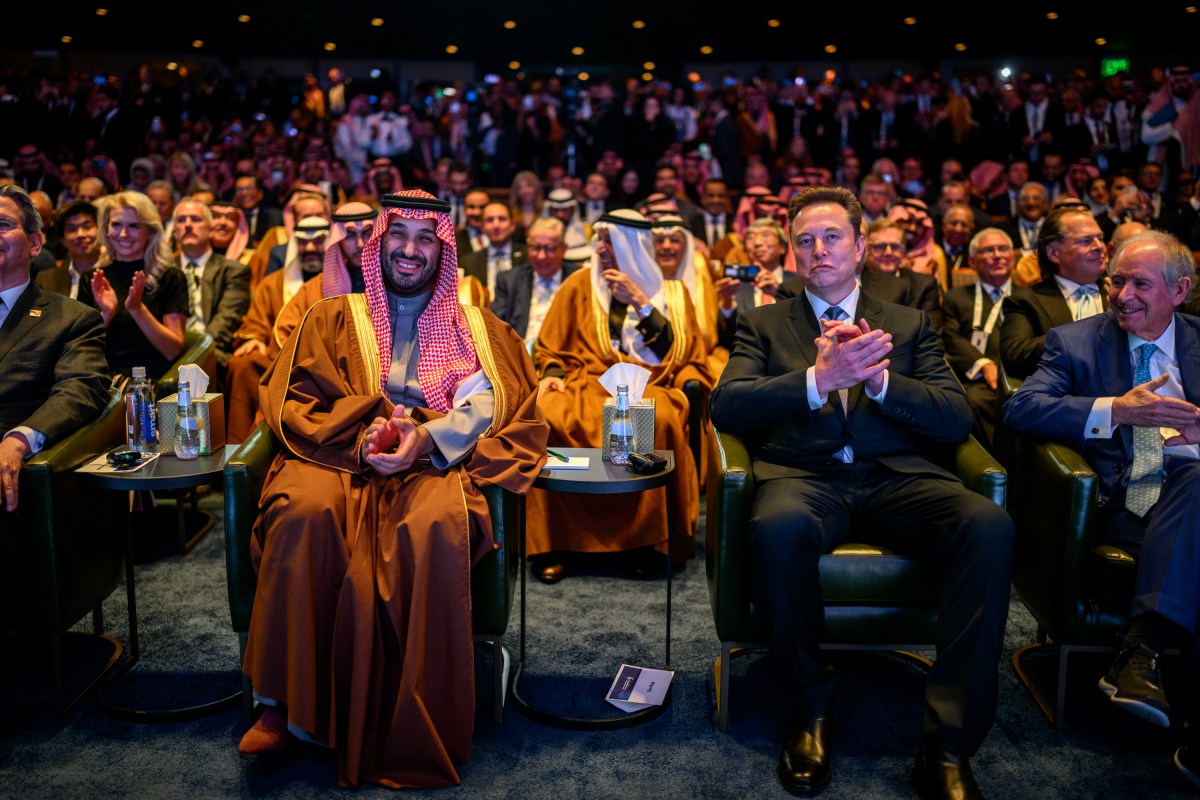 Prime Minister Mohammed bin Salman Al Saud of Saudi Arabia and Elon Musk listen to President Donald Trump deliver remarks at the U.S.-Saudi Investment Forum, Wednesday, November 19, 2025, at the John F. Kennedy Center for the Performing Arts in Washington, D.C. (Official White House Photo by Daniel Torok)