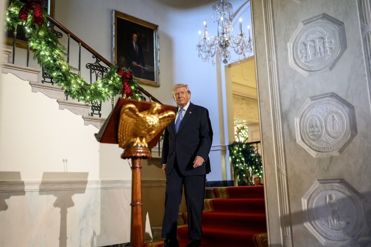 President Donald Trump delivers remarks to staff during a Christmas Reception in the White House, Monday, December 1, 2025. (Official White House Photo by Joyce N. Boghosian)
