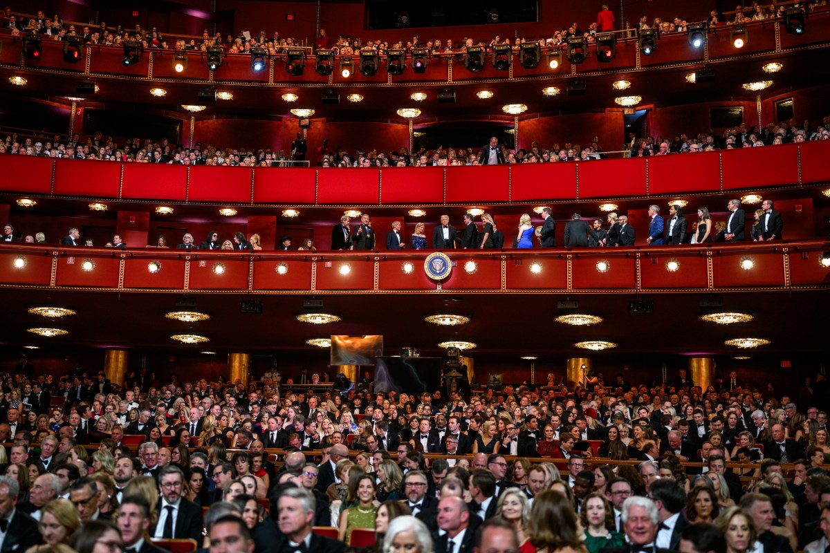 President Donald Trump delivers opening remarks at the Kennedy Center Honors celebrating Sylvester Stallone, Gloria Gaynor, George Strait, members of KISS, and Michael Crawford at the Kennedy Center in Washington, D.C., Sunday, December 7, 2025. (Official White House Photo by Daniel Torok)