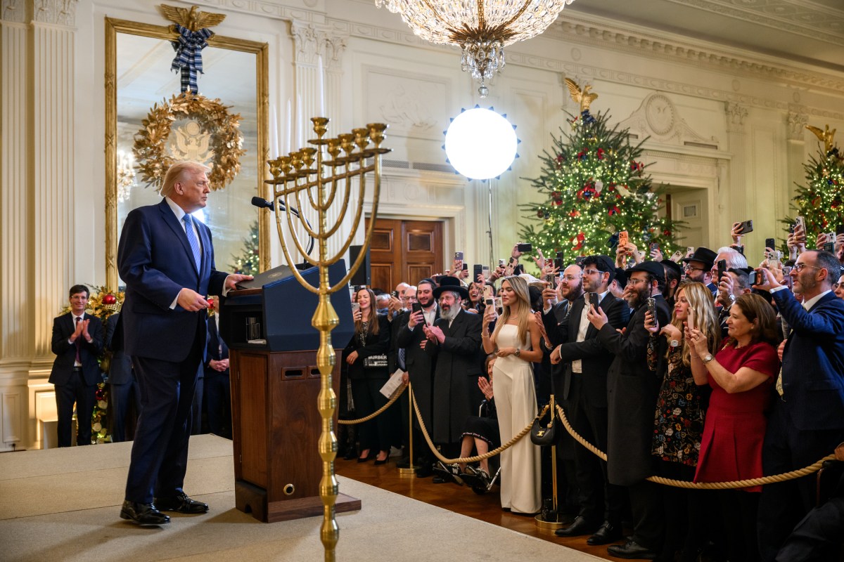 President Donald Trump participates in a Hanukkah Reception in the East Wing of the White House, Tuesday, December 16, 2025. (Official White House Photo by Molly Riley)