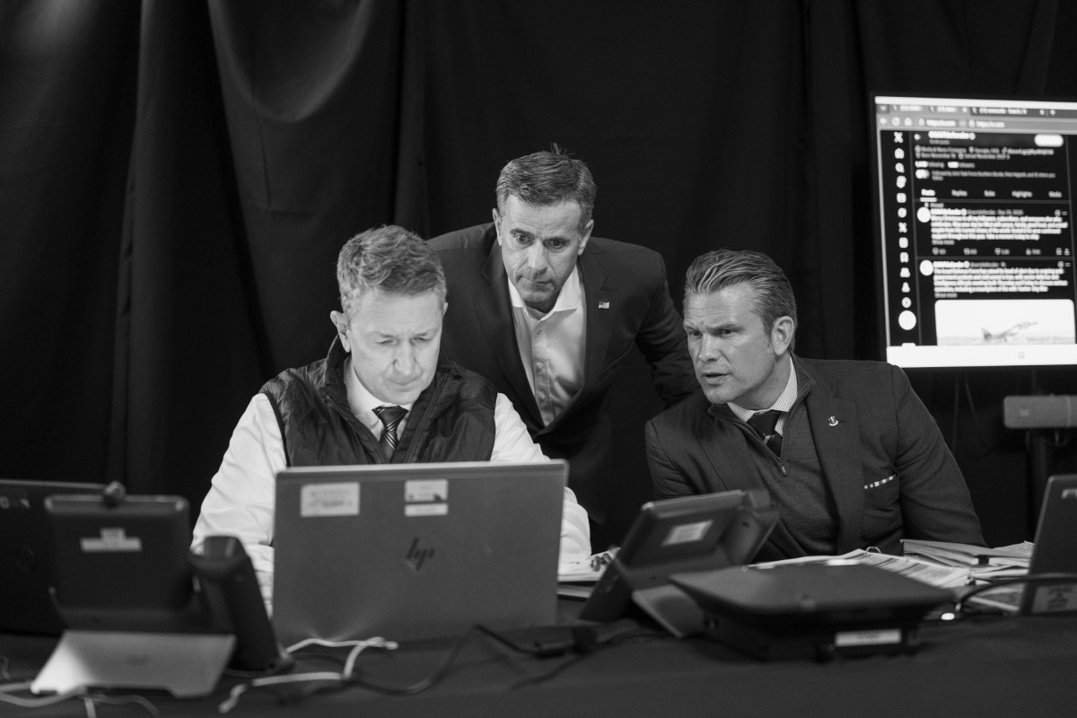 Chairman of the Joint Chiefs of Staff Gen. Dan Caine, CIA Director John Ratcliffe and Department of War Secretary Pete Hegseth monitor U.S. military operations in Venezuela, from Mar-a-Lago Club in Palm Beach, Florida, on Saturday, January 3, 2026. (Official White House Photo by Molly Riley)