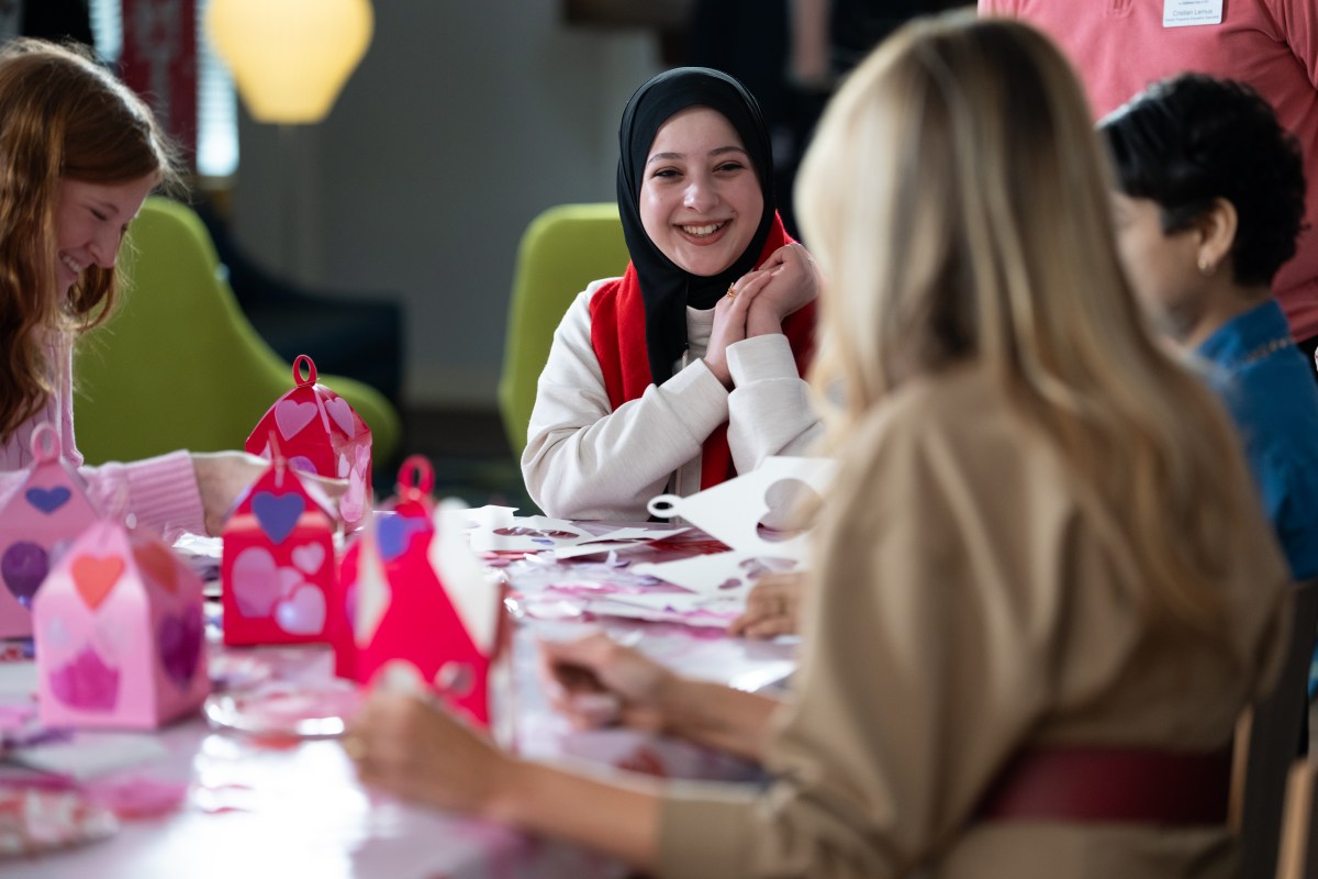 First Lady Melania Trump participates in Valentine’s Day crafts projects with patients at The Children’s Inn at the National Institutes of Health, Wednesday, February 11, 2026, in Bethesda, Maryland. Official White House Photo by Andrea Hanks)