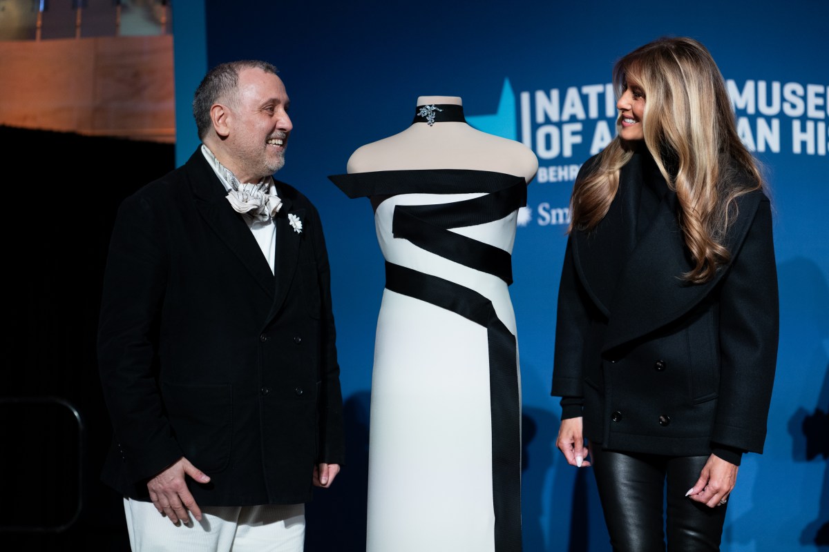First Lady Melania Trump presents her 2025 inaugural gown to the First Ladies Collection at the Smithsonian National Museum of American History in Washington, D.C., Friday, February 20, 2026. (Official White House Photo by Andrea Hanks)