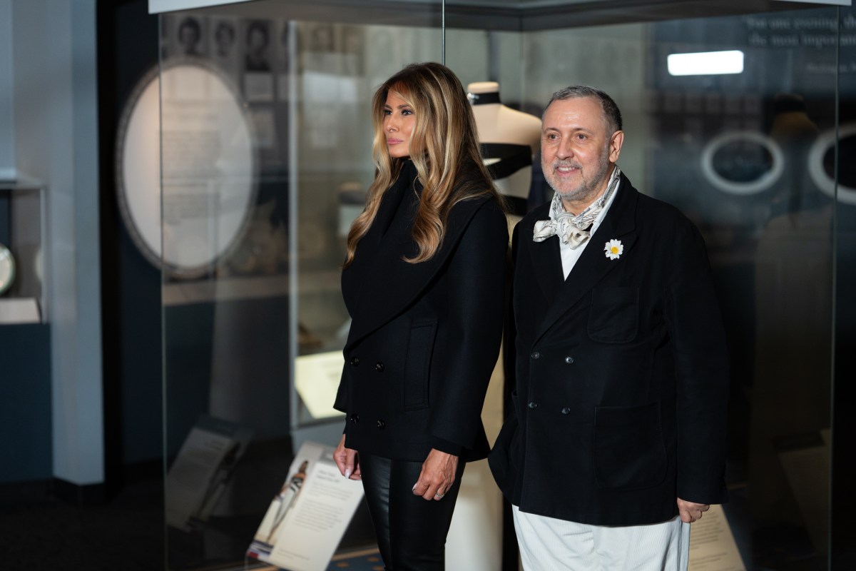 First Lady Melania Trump presents her 2025 inaugural gown to the First Ladies Collection at the Smithsonian National Museum of American History in Washington, D.C., Friday, February 20, 2026. (Official White House Photo by Andrea Hanks)