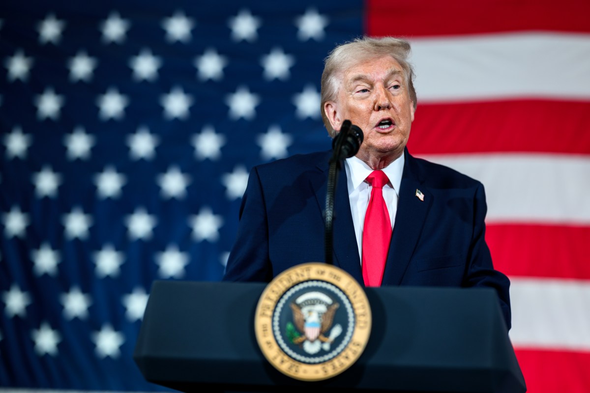 President Donald Trump delivers remarks to military families at Fort Bragg, North Carolina, Friday, February 13, 2026. (Official White House Photo by Daniel Torok)