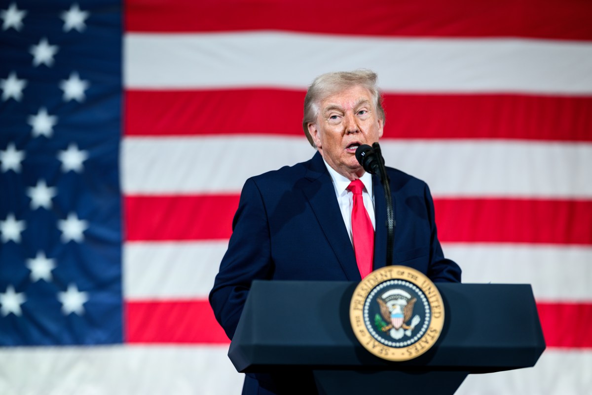 President Donald Trump delivers remarks to military families at Fort Bragg, North Carolina, Friday, February 13, 2026. (Official White House Photo by Daniel Torok)