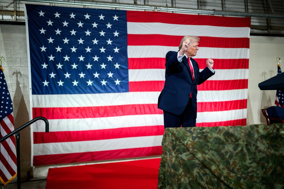 President Donald Trump delivers remarks to military families at Fort Bragg, North Carolina, Friday, February 13, 2026. (Official White House Photo by Daniel Torok)