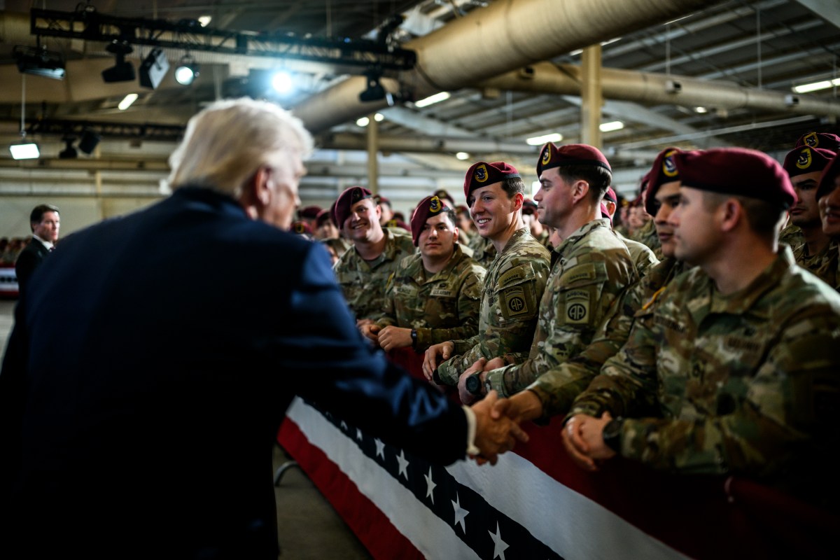 President Donald Trump greets troops after delivering remarks to military families at Fort Bragg, North Carolina, Friday, February 13, 2026. (Official White House Photo by Daniel Torok)
