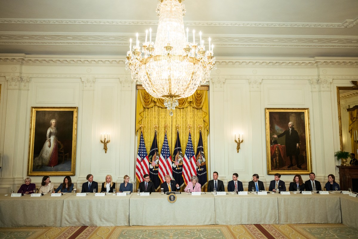 President Donald J. Trump meets with members of the Trump-Kennedy Center board during a luncheon in the East Room of the White House, Monday, March 16, 2026.  (Official White House Photo by Joyce N. Boghosian)