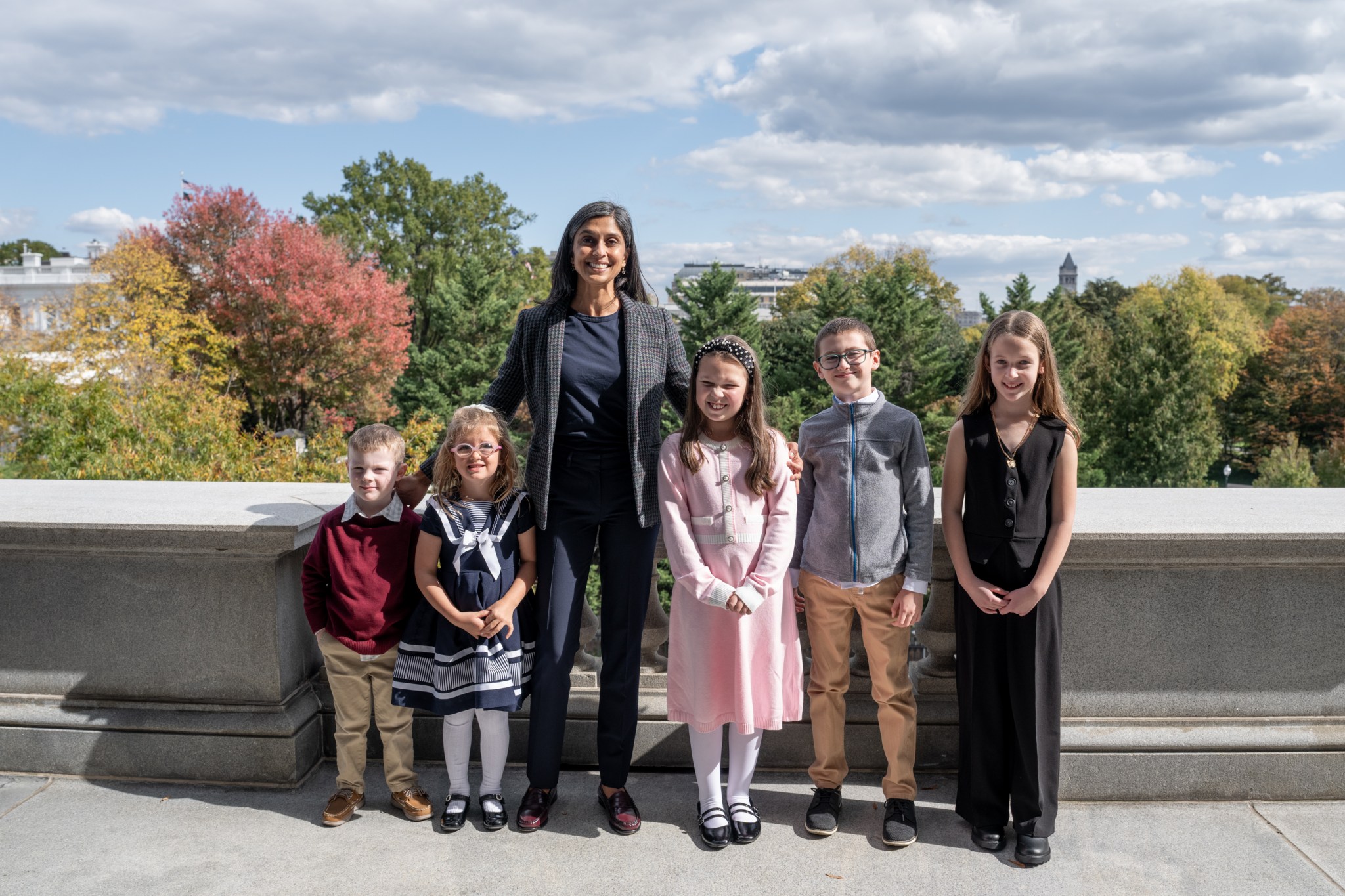 Second Lady Usha Vance meets with the winners of her summer book club at her office in the White House, Friday, October 24th,  2025.(Official White House Photo by Emily J. Higgins.)