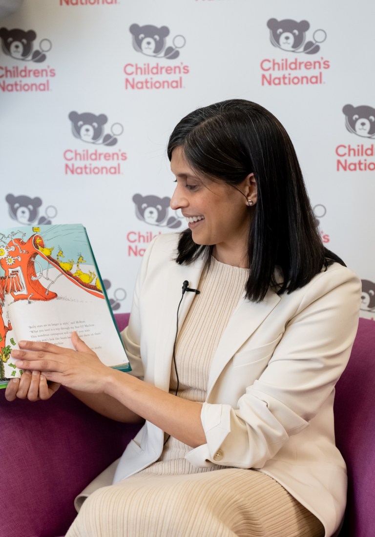 Second Lady Usha Vance reads to children at the Children’s National Hospital, Monday, March 3, 2026, in Washington, D.C. (Official White House Photo by Emily J. Higgins.)