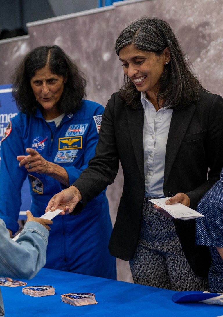 Second Lady Usha Vance hosts an event for her Summer Reading Challenge with NASA Astronaut Suni Williams at the NASA Headquarters in Houston, Texas on Monday, August 4th, 2025.  (Official White House Photo by Harrison Koeppel)
