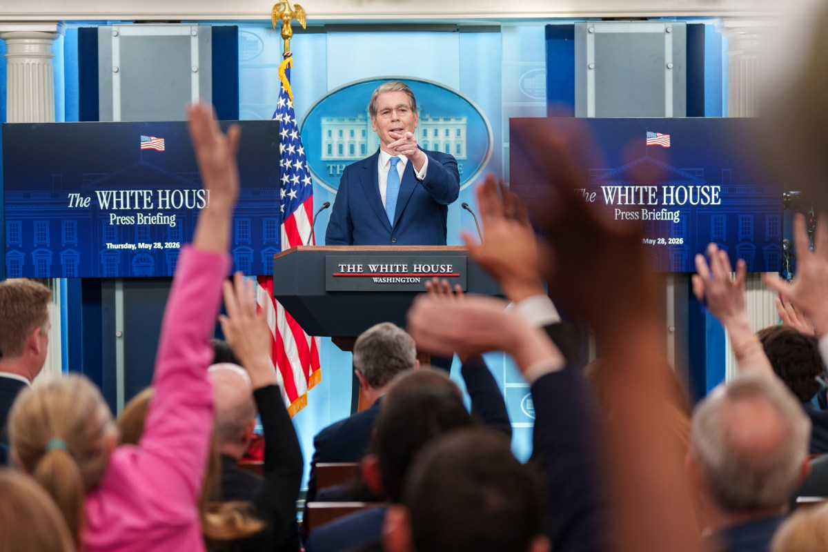 Treasury Secretary Scott Bessent holds a White House Press Briefing, Thursday, May 28, 2026, in James S. Brady Press Briefing Room at the White House. (Official White House Photo by Abe McNatt)