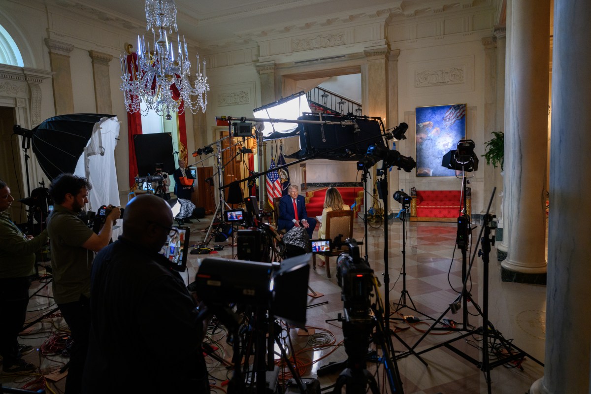 President Donald J. Trump sits for an interview with Fox News host and daughter-in-law Lara Trump in the State Floor of the White House, Thursday, May 28, 2026. (Official White House Photo by Molly Riley)