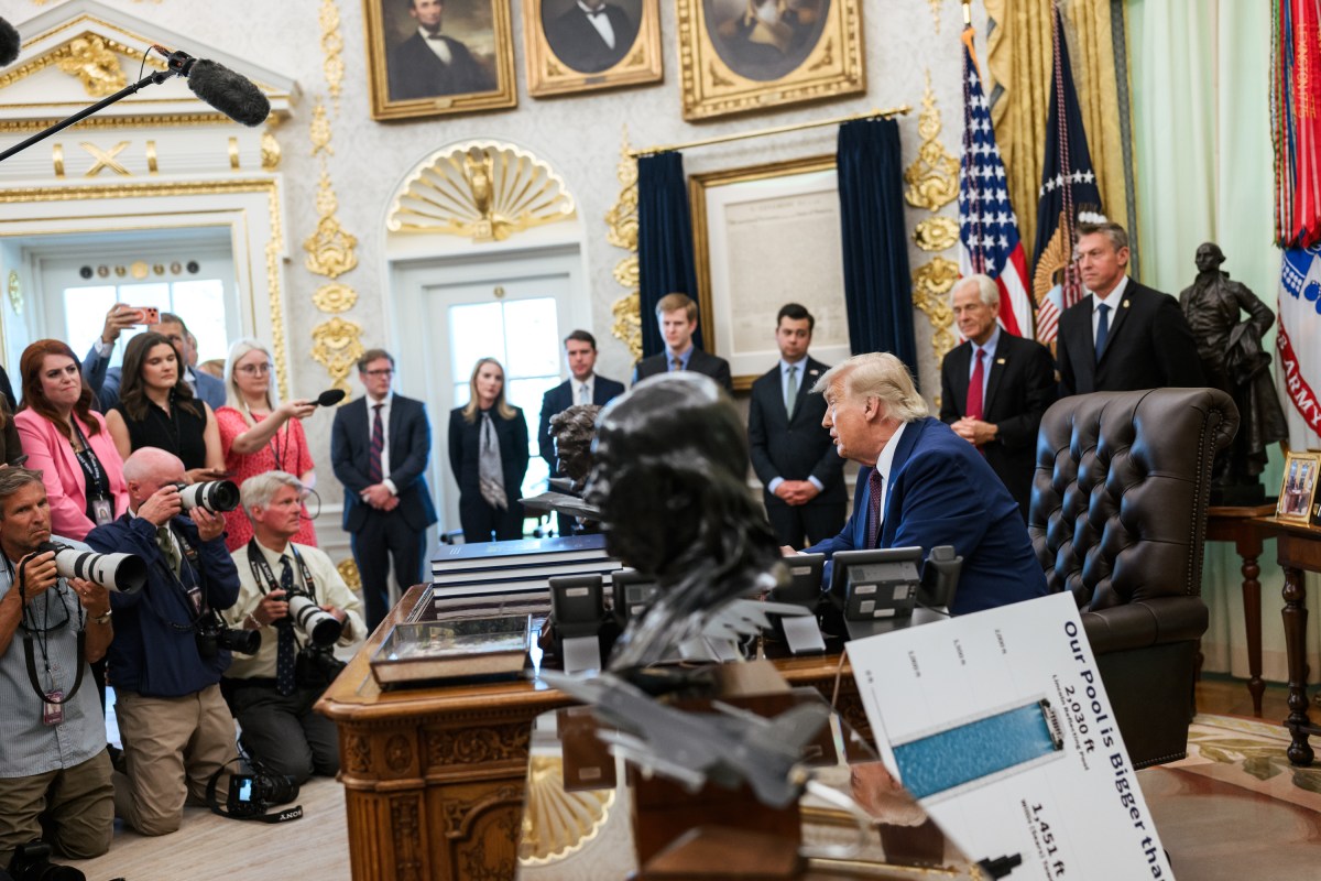 President Donald J. Trump answers questions from members of the media after signing Executive Orders in the Oval Office, Wednesday, June 3, 2026. (Official White House Photo by Molly Riley)