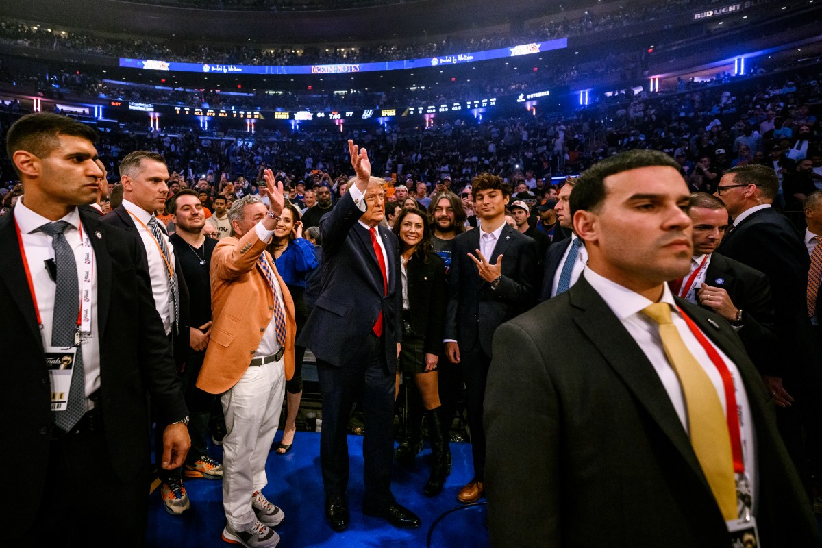 President Donald J. Trump attends Game 3 of the NBA finals between the New York Knicks and the San Antonio Spurs, Monday, June 8, 2026, at Madison Square Garden in New York City. (Official White House Photo by Daniel Torok)