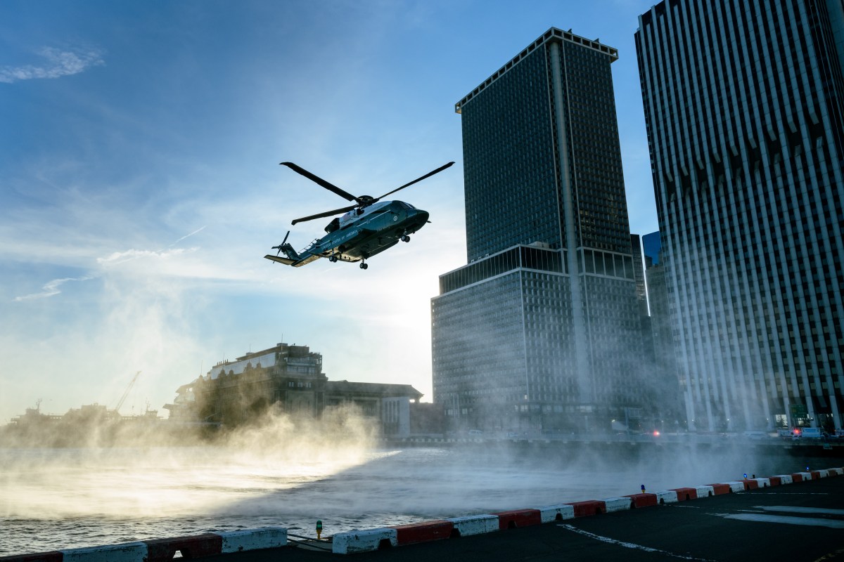 President Donald J. Trump arrives to New York City on board Marine One at the Wall Street landing zone to attend Game 3 of the NBA Finals, Monday, June 8, 2026. (Official White House Photo by Joyce N. Boghosian)